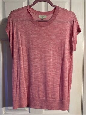 LOFT Women's Pink Short Sleeve Lightweight Knit Top